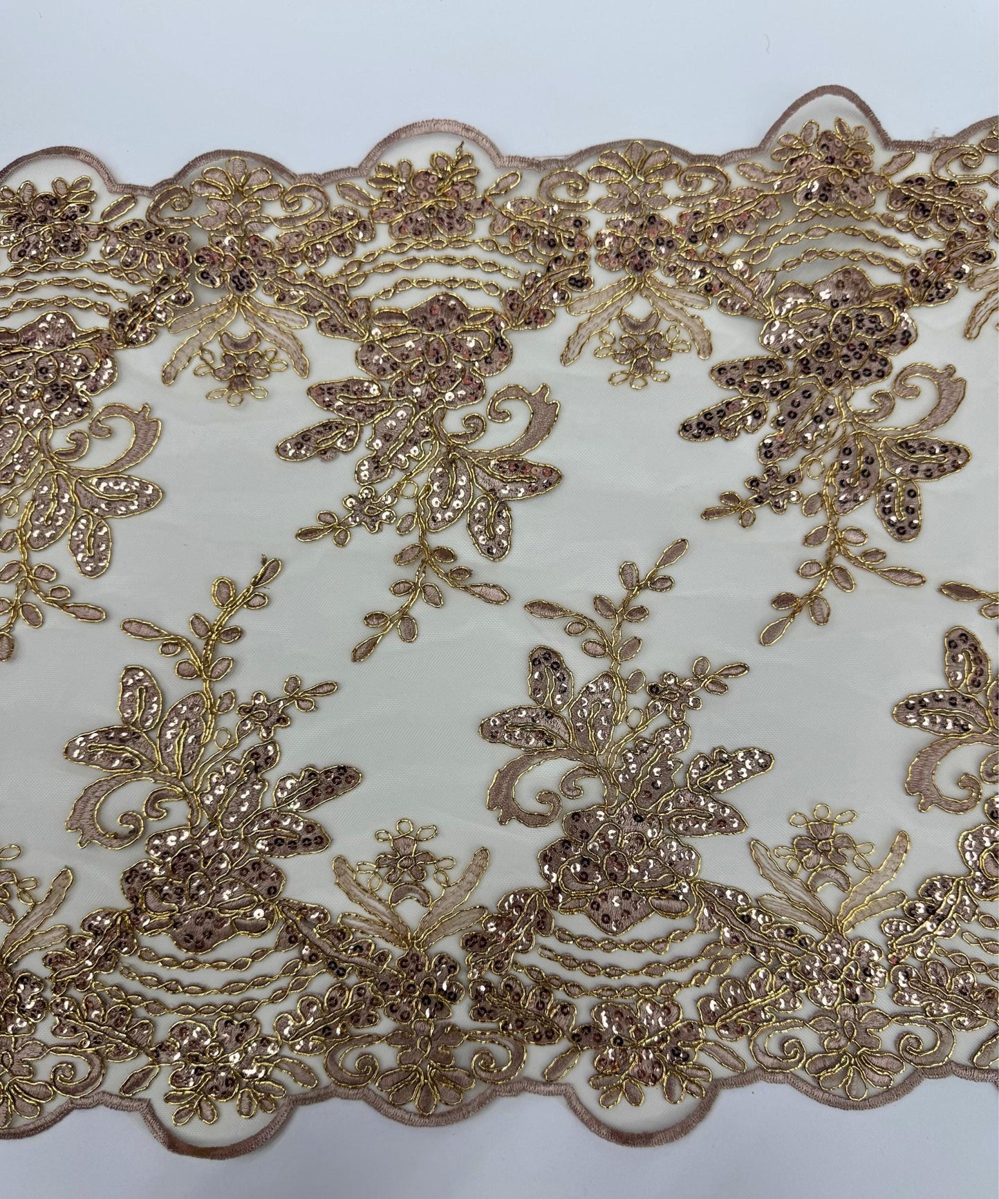 Rose Gold Sequin Lace Fabric for Table Runner