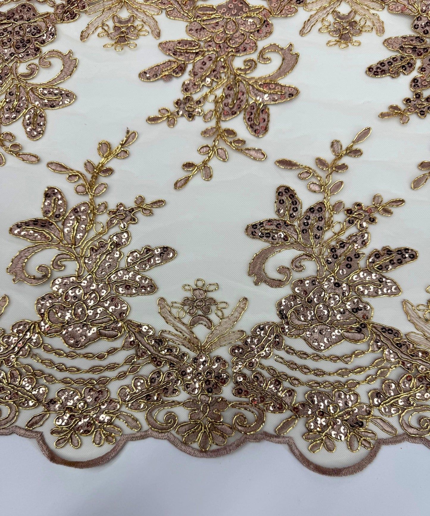 Rose Gold Sequin Lace Fabric for Table Runner