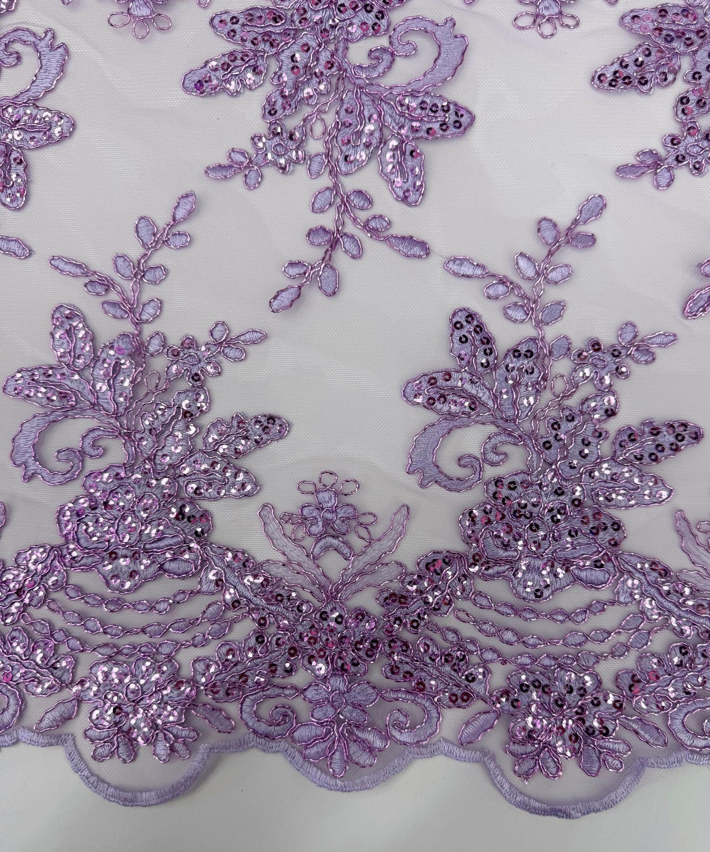 Lilac Sequin Lace Fabric for Table Runner