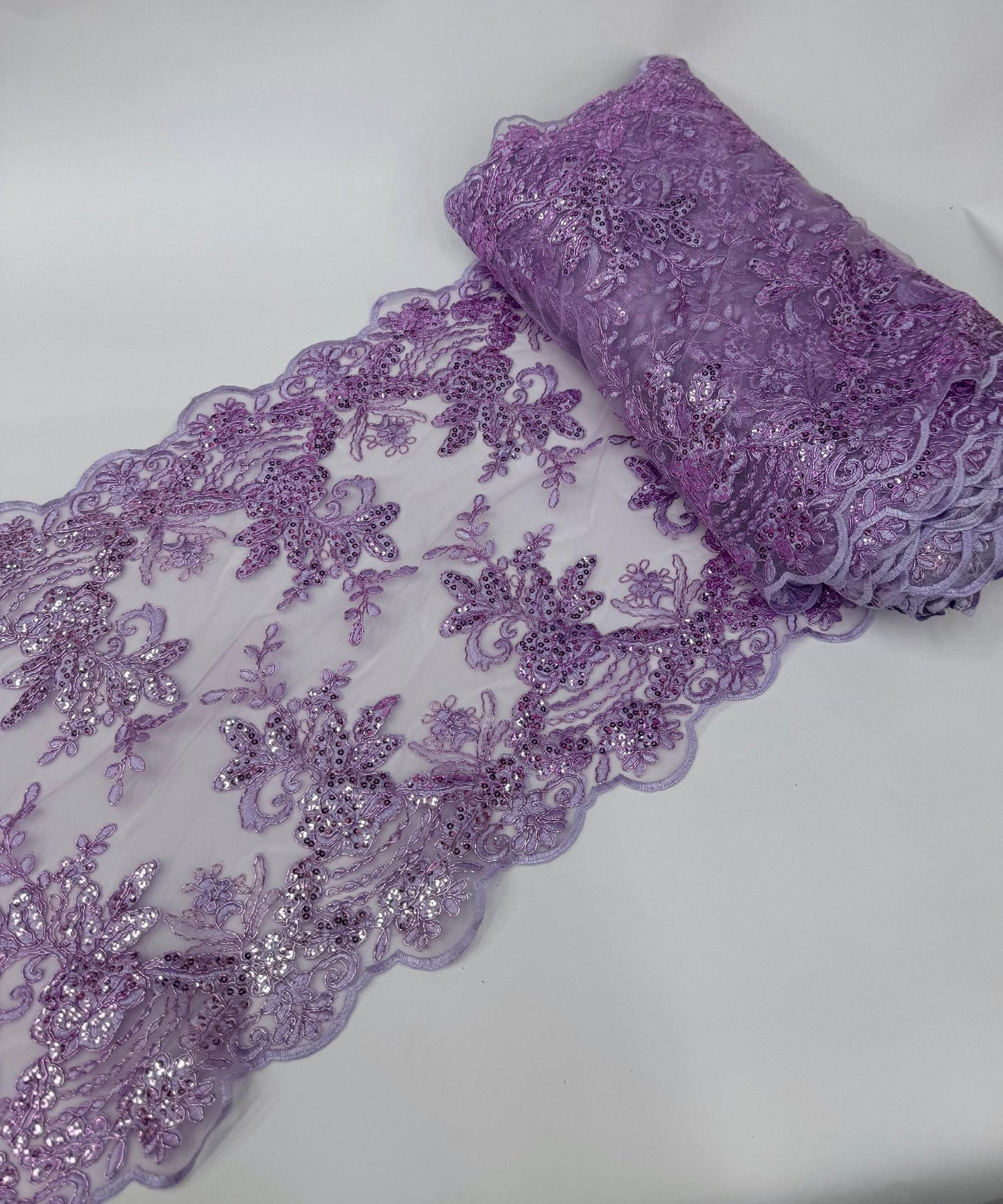 Lilac Sequin Lace Fabric for Table Runner