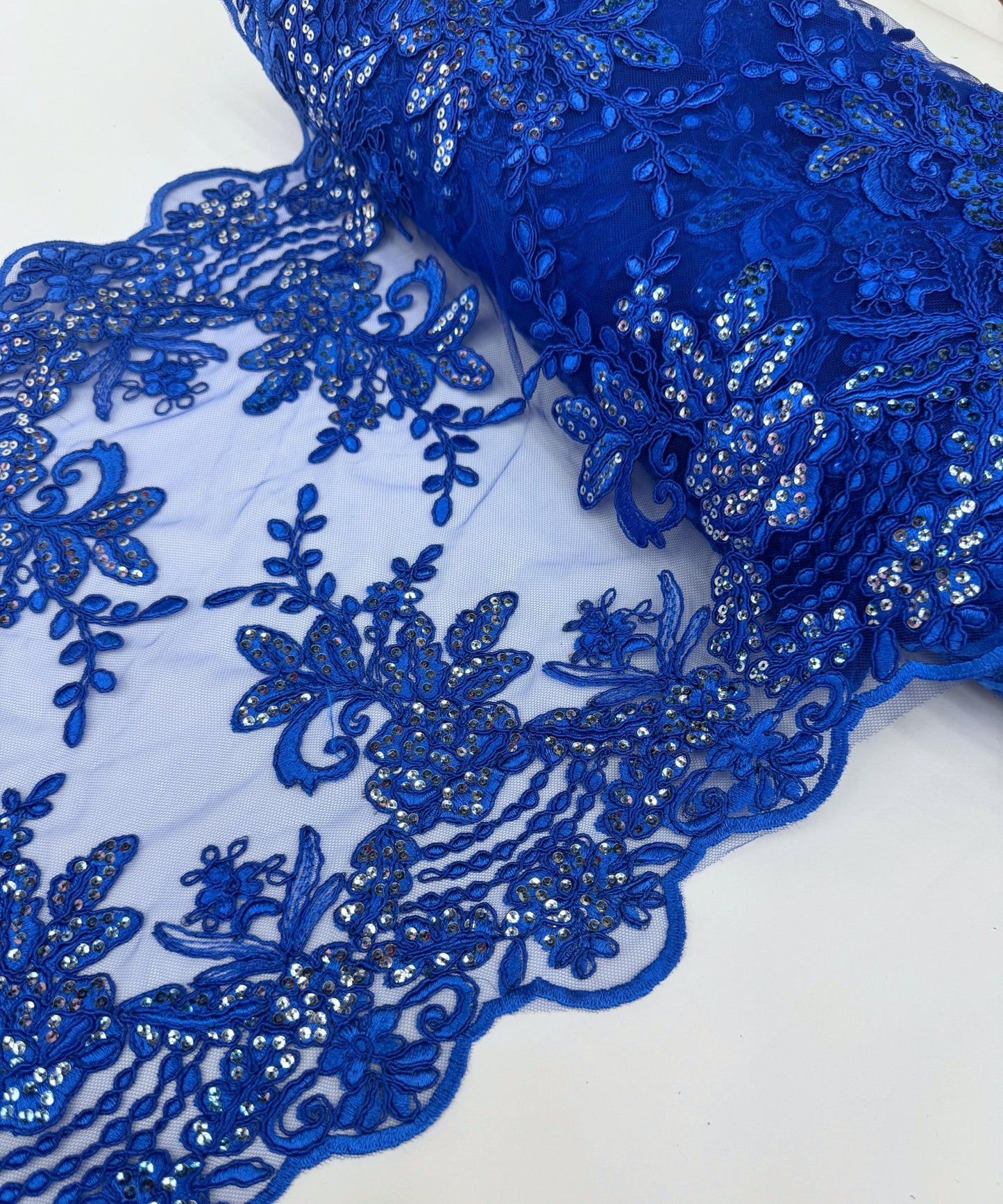 Royal Blue Sequin Lace Fabric for Table Runner