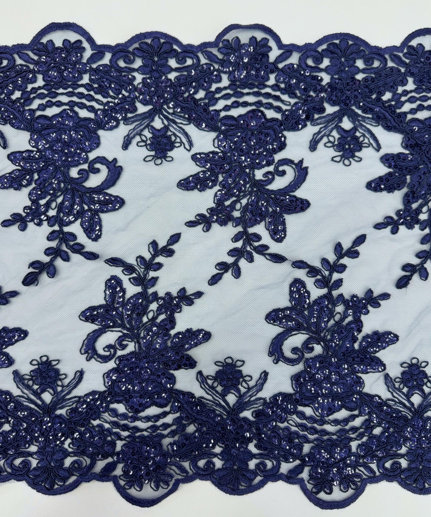 Navy Blue Sequin Lace Fabric for Table Runner