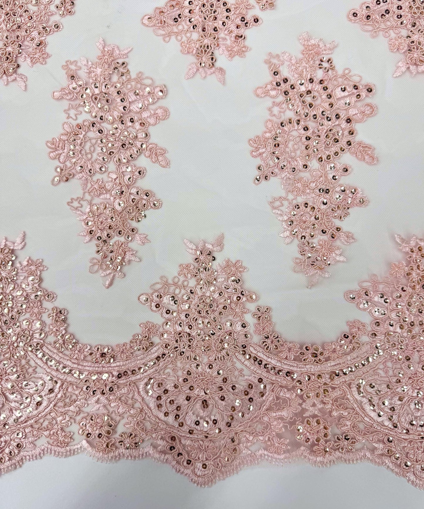 Blush Pink Sequin Lace Fabric for Table Runner
