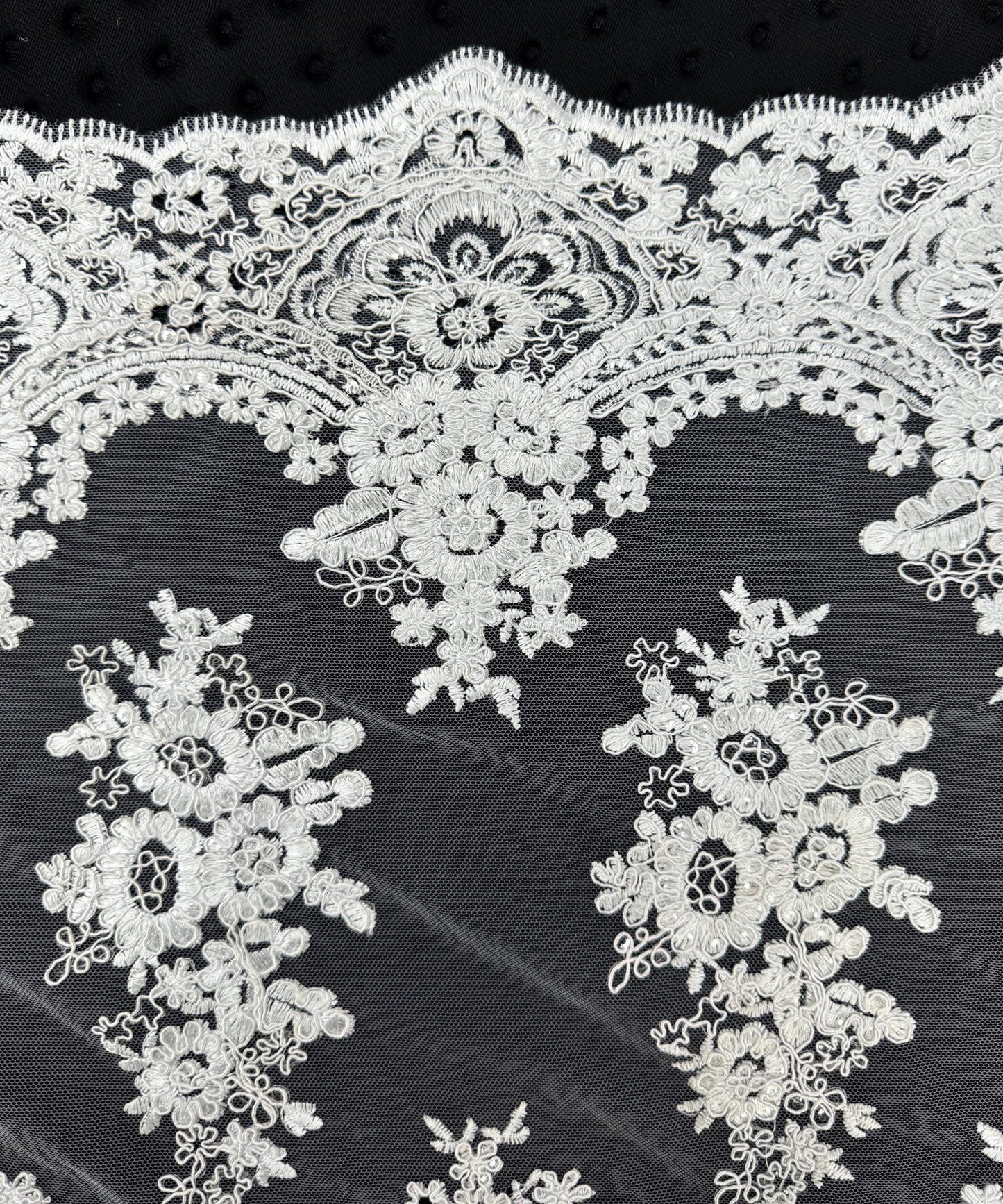 White Sequin Lace Fabric for Table Runner