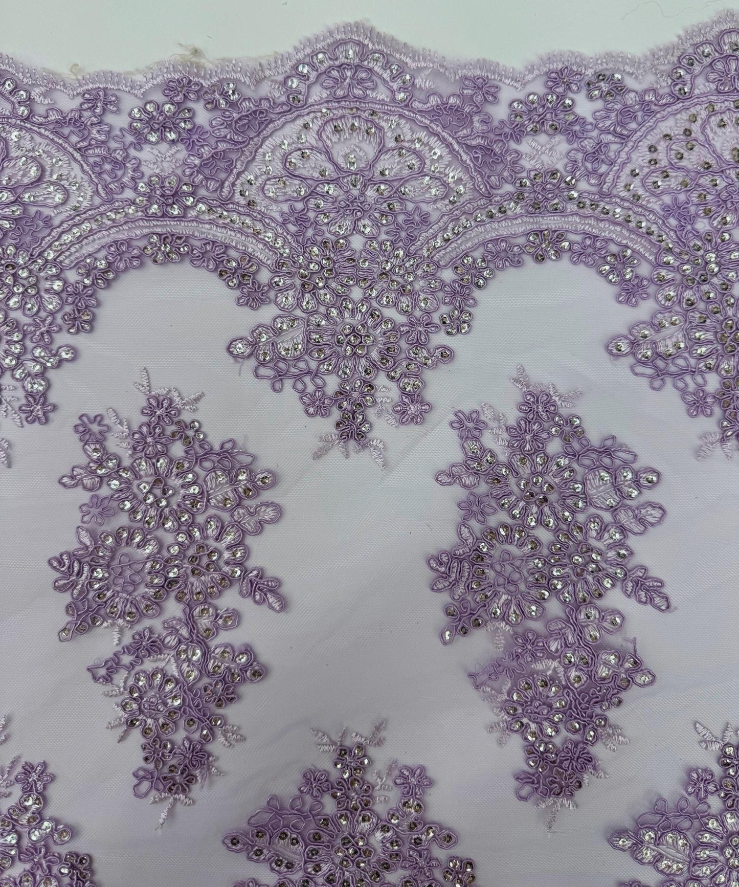 Lilac Sequin Lace Fabric for Table Runner