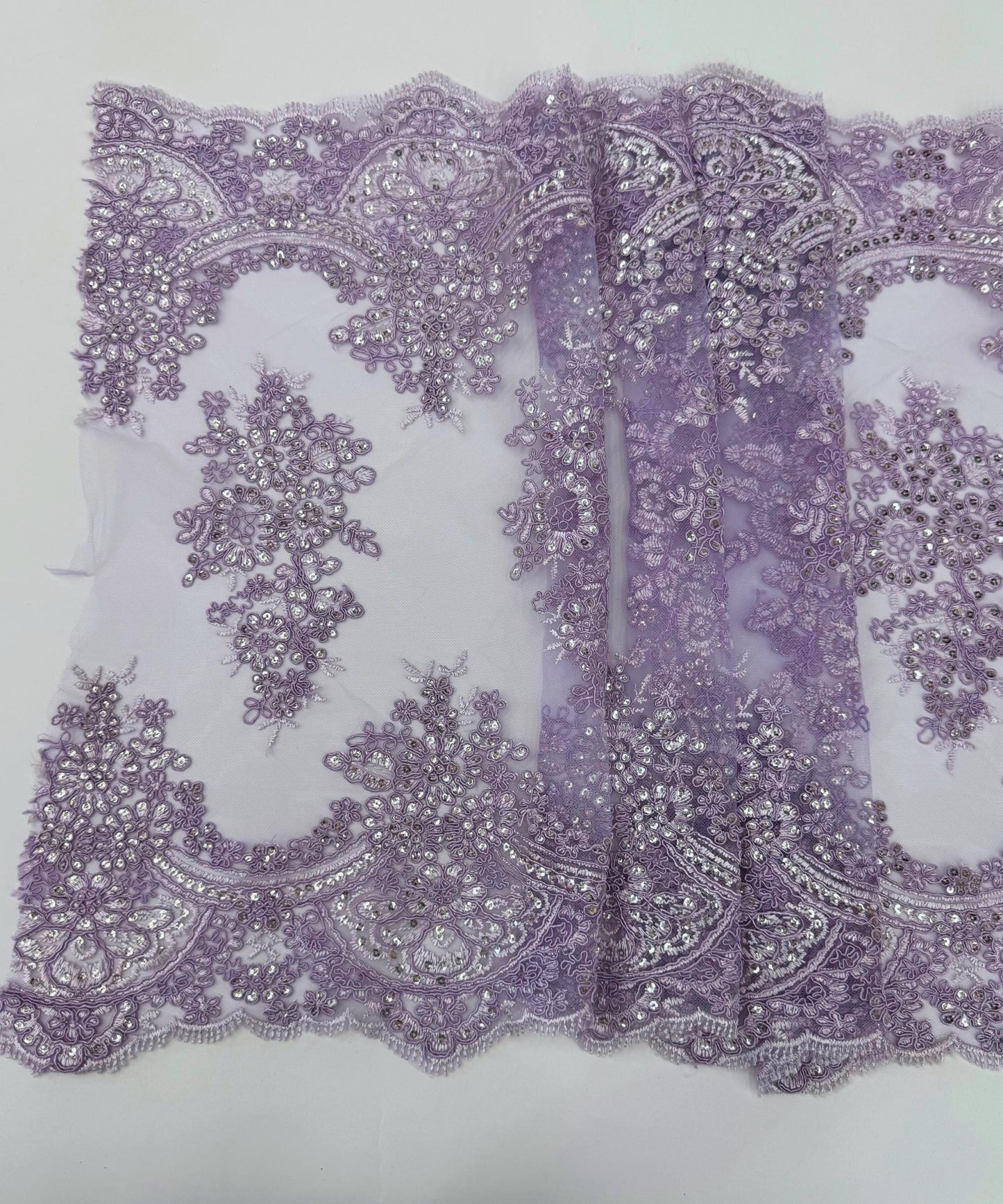 Lilac Sequin Lace Fabric for Table Runner