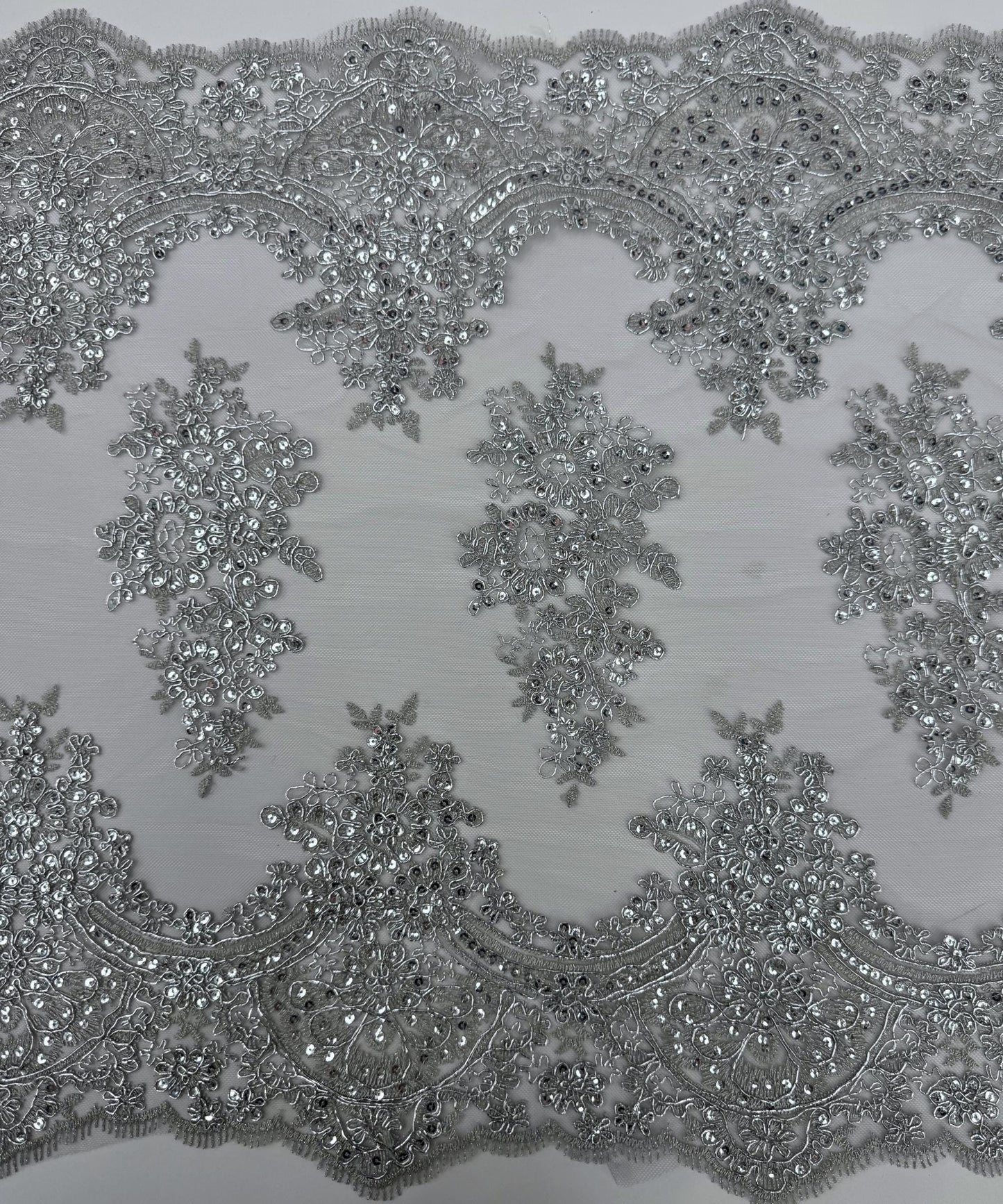 Silver Sequin Lace Fabric for Table Runner