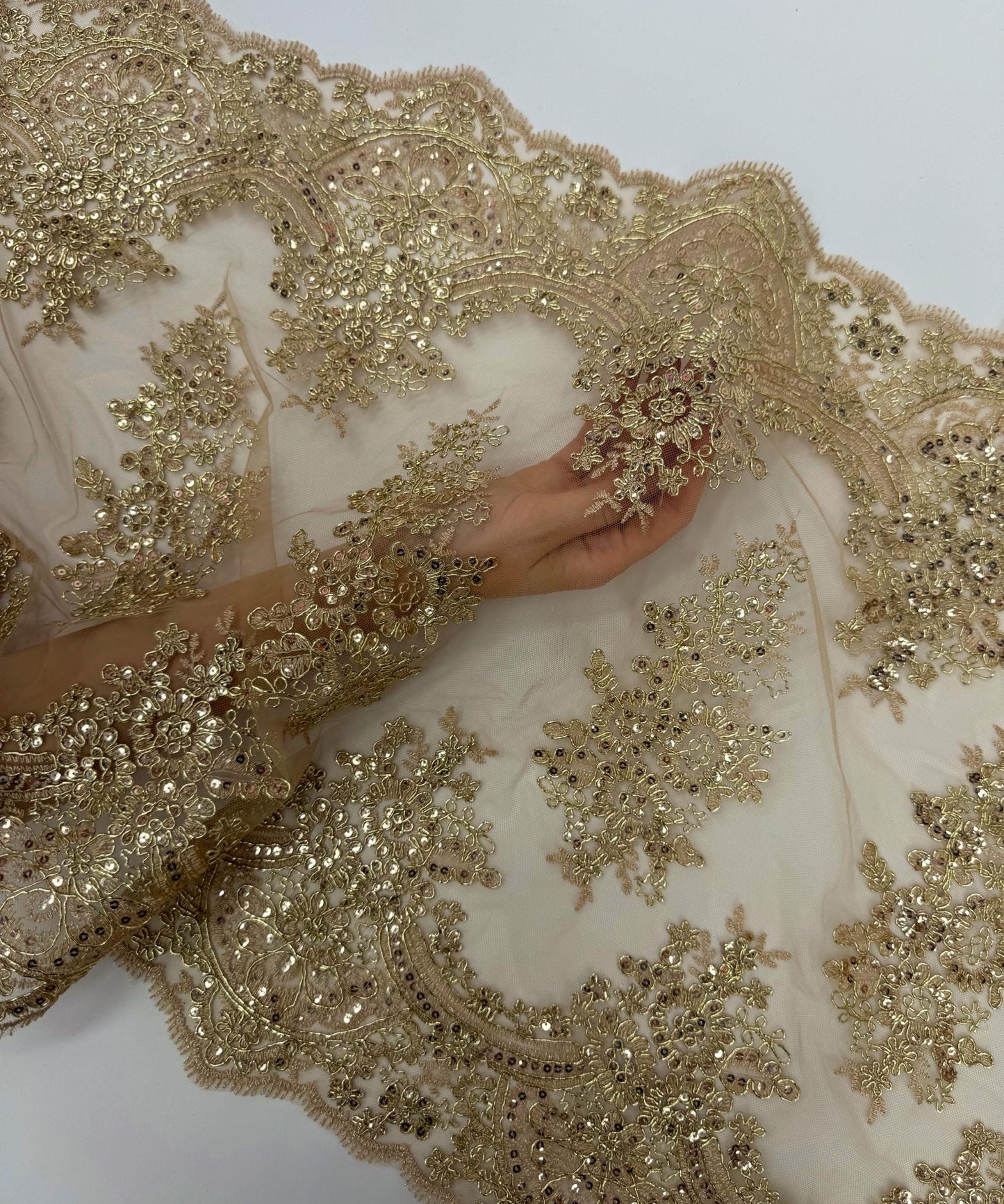 Gold Sequin Lace Fabric for Table Runner