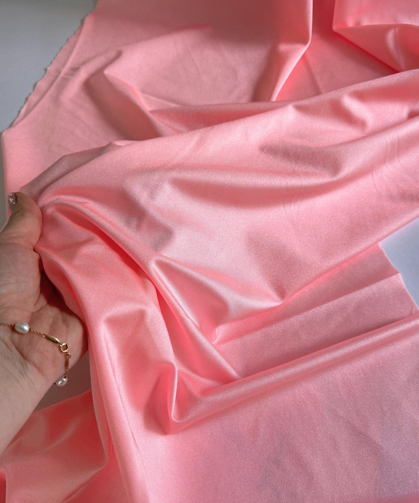Coral Pink Shiny Nylon Spandex