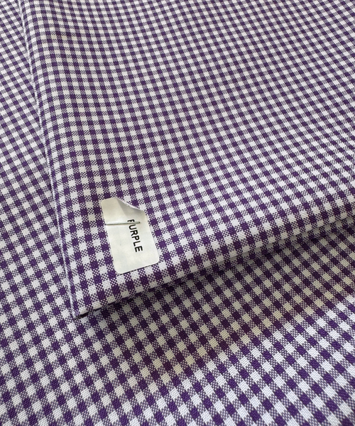 Purple and white checkered fabric. Purple gingham fabric. 
