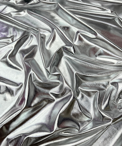 Silver Metallic Stretch Foil Lame fabric