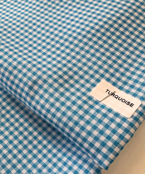 Blue and white checkered fabric. Turquoise gingham fabric. 