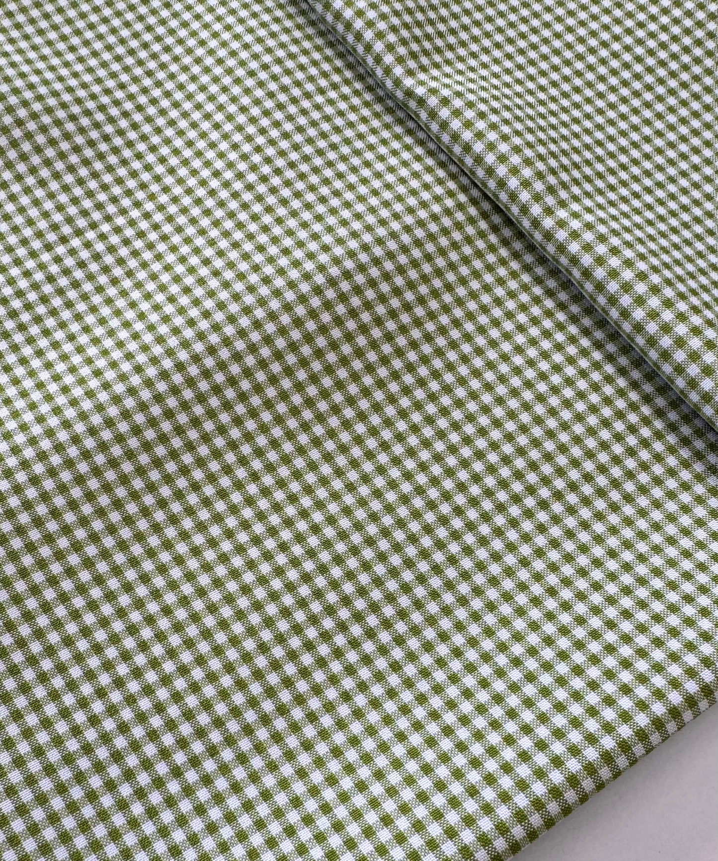 Green and white checkered fabric