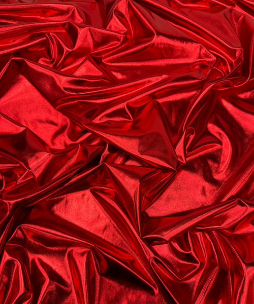 Red Metallic Stretch Foil Lame fabric
