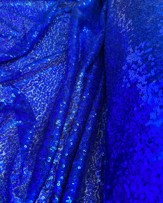 Blue Glitz Sequins Mesh Fabri