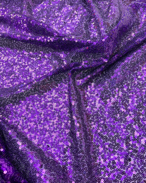 Purple Glitz Sequins Mesh Fabric 