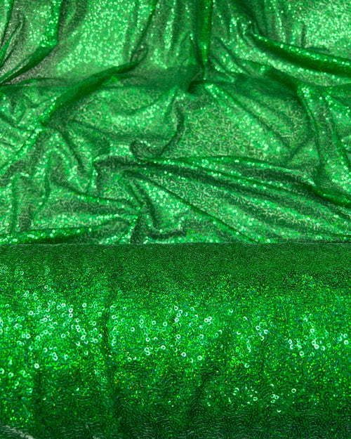 Green Glitz Sequins Mesh Fabric 