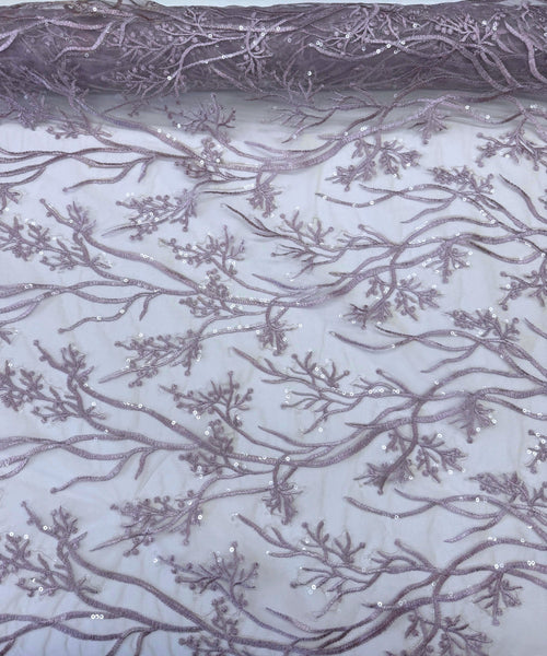 Light Lilac Sequin Lace Fabric