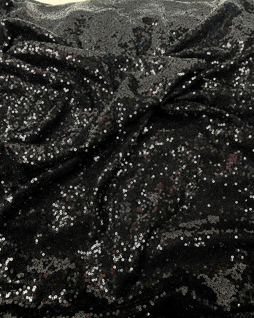 Black Glitz Sequins Mesh Fabric 
