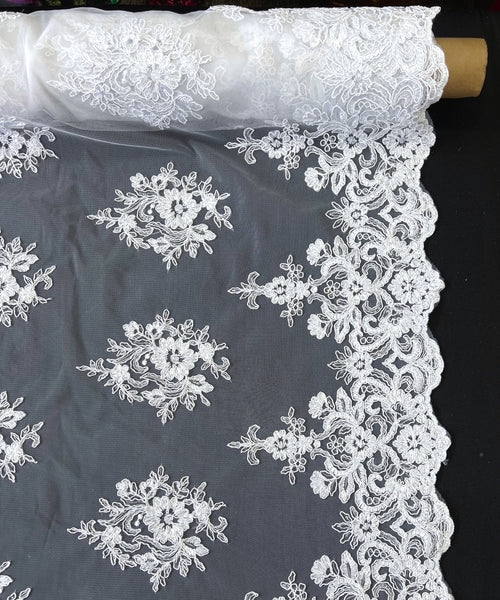 Off White Embroidered Floral Bridal Lace