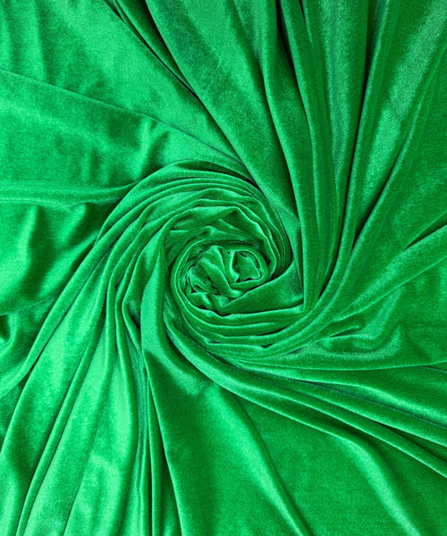 Kelly Green Stretch Velvet Fabric By The Yard