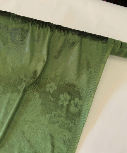 Olive Green Velvet Fabric, Stretch Floral Velvet Fabric by the Yard, Stretch Printed Olive Velvet, Soft Velvet/Velour Fabric for Dress