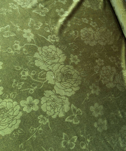 Olive Green Velvet Fabric, Stretch Floral Velvet Fabric by the Yard, Stretch Printed Olive Velvet, Soft Velvet/Velour Fabric for Dress