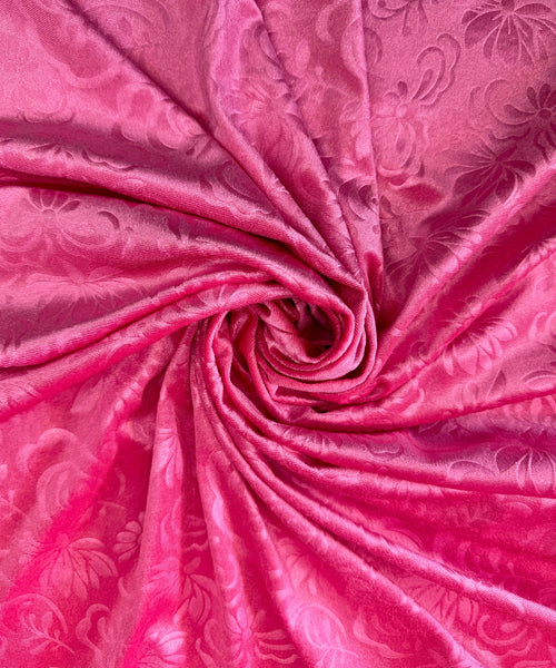 PinkVelvet Fabric, Stretch Floral Velvet Fabric by the Yard, Stretch Printed Pink Velvet, Soft Velvet/Velour Fabric for Dress, Crafts