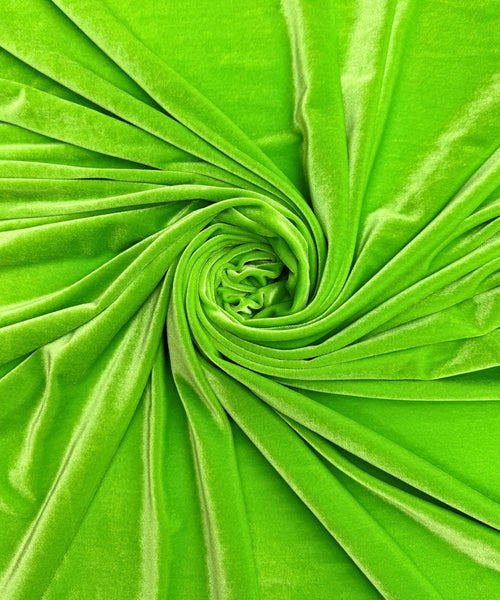 Lime Stretch Velvet Fabric By The Yard