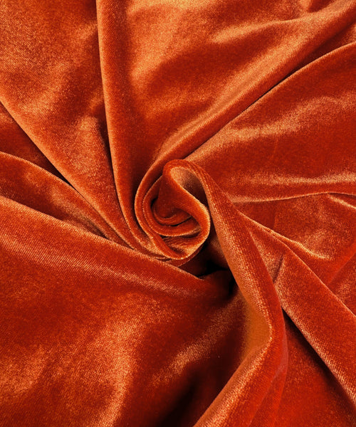 Burnt Orange Stretch Velvet Fabric By The Yard