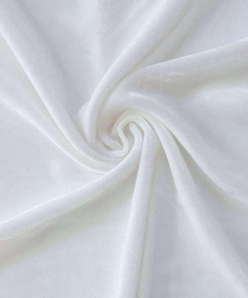 White Stretch Velvet Fabric By The Yard