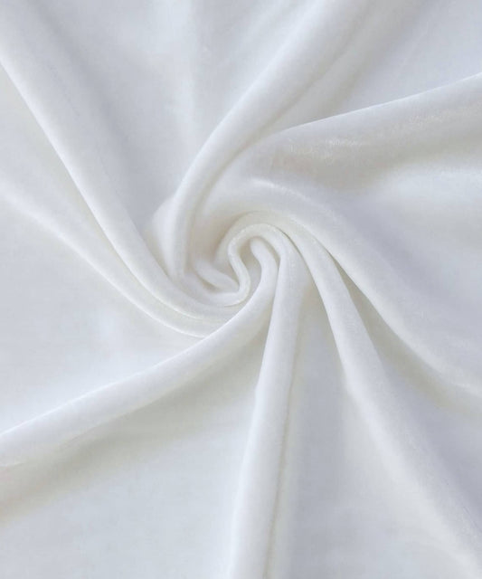 White Stretch Velvet Fabric By The Yard