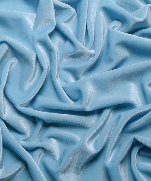 Baby Blue Stretch Velvet Fabric By The Yard