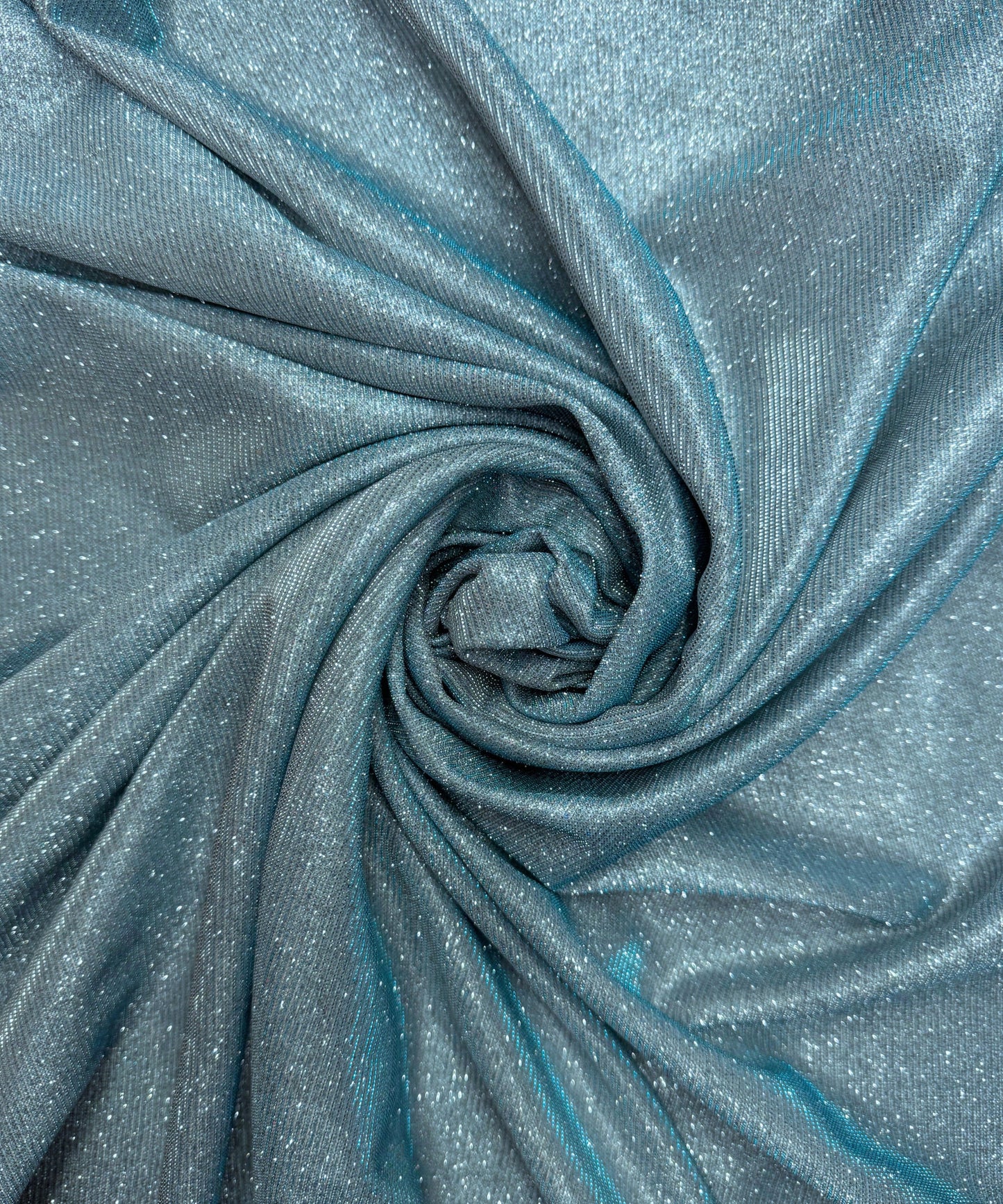 Aqua Blue Metallic Lurex Glitter Fabric, Aqua Glitter Spandex Knit Fabric by the Yard, Sparkle Aqua Blue Shimmer Fabric for Evening Gowns
