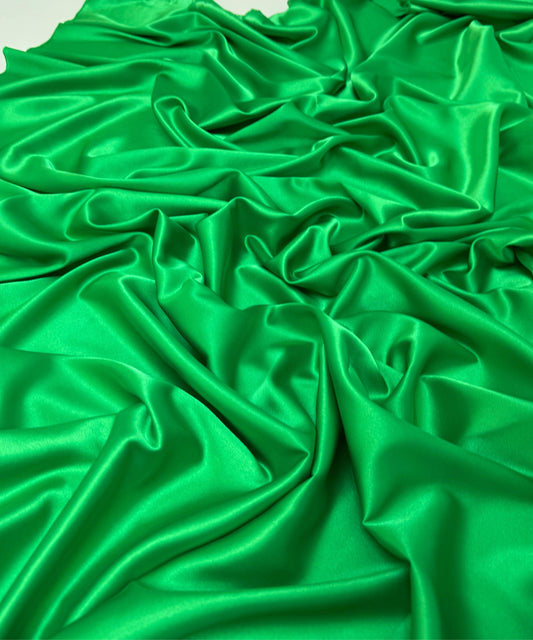 kelly green stretch satin