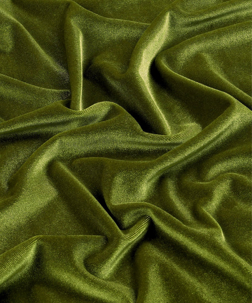 Olive Green Stretch Velvet Fabric By The Yard