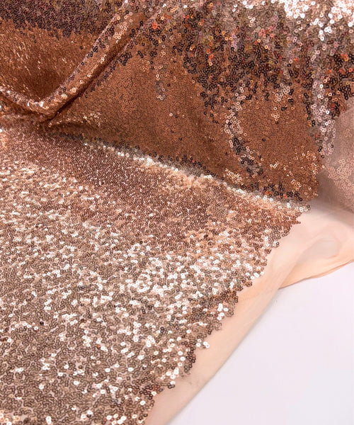 Rose Gold Glitz Sequins Mesh Fabric 