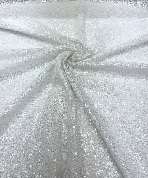 White Sequin Fabric by the Yard, Glitz Full White Sequins on Mesh Fabric, Sequin Fabric for Bridal Dress, Sequin Dress, Wedding Decoration