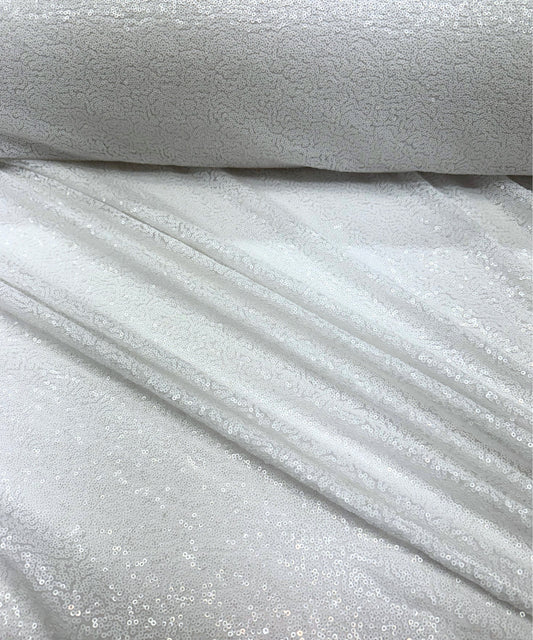 White Glitz Sequin Mesh Fabric