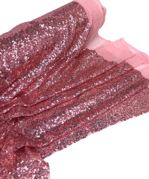 Dusty Rose Glitz Sequins Mesh Fabric 