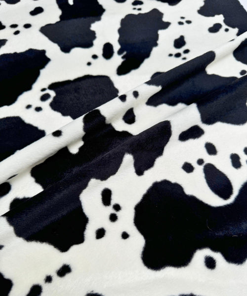 Black and White Cow Velboa Faux Fur