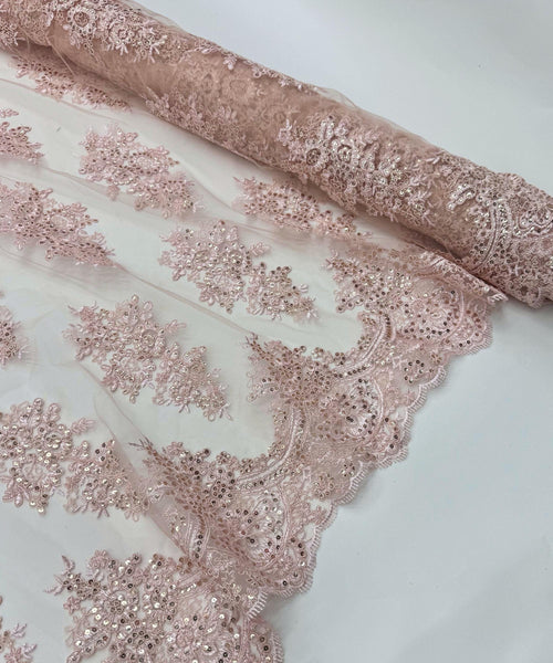 Blush Embroidered Floral Bridal Lace