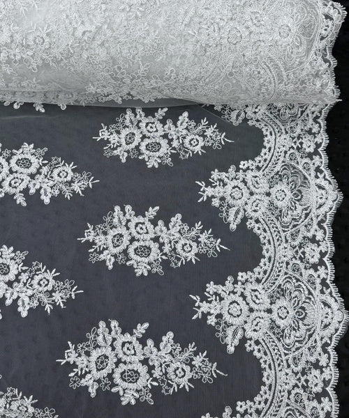 White Embroidered Floral Bridal Lace