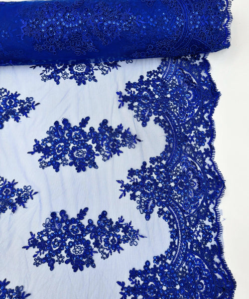Riyal Blue Embroidered Floral Bridal Lace