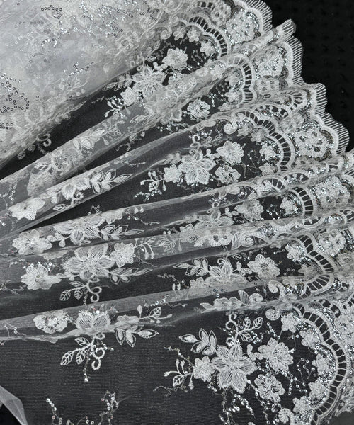 White Embroidered Floral Bridal Lace