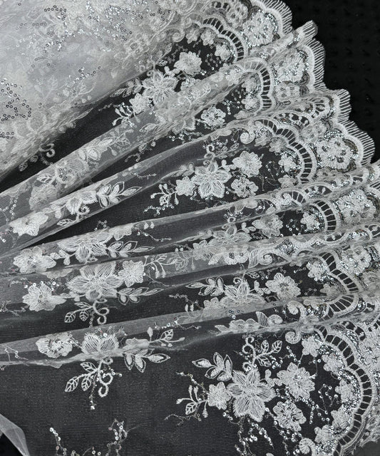 White Embroidered Floral Bridal Lace
