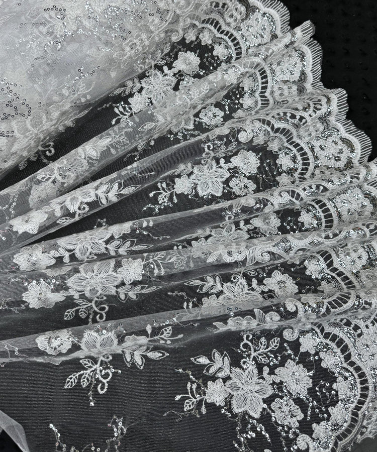 White Embroidered Floral Bridal Lace