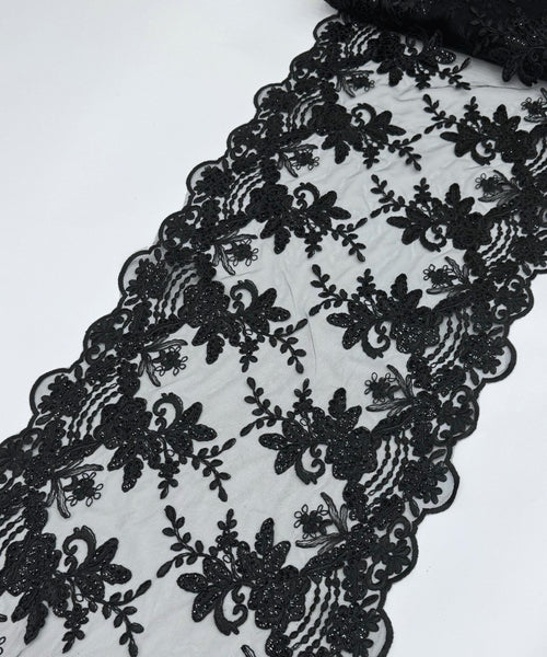Black Sequin Lace Fabric for Table Runner