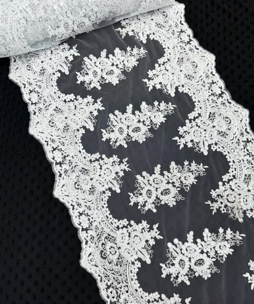 White Sequin Lace Fabric for Table Runner