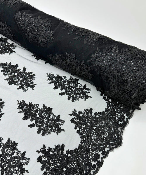Black Embroidered Floral Bridal Lace